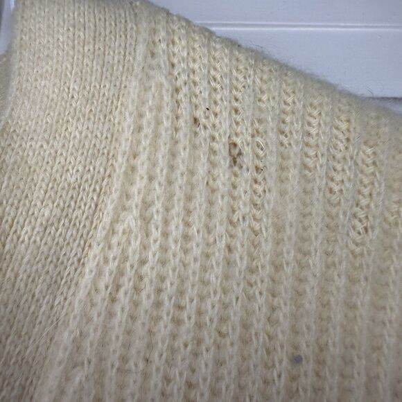 Vintage Liz Claiborne M Cream Longline Cardigan Duster Wool Angora Blend Pockets - Picture 5 of 7